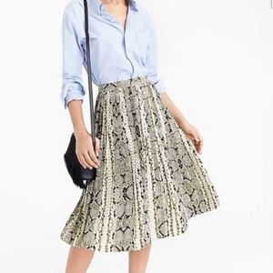 J Crew snakeskin pleated skirt